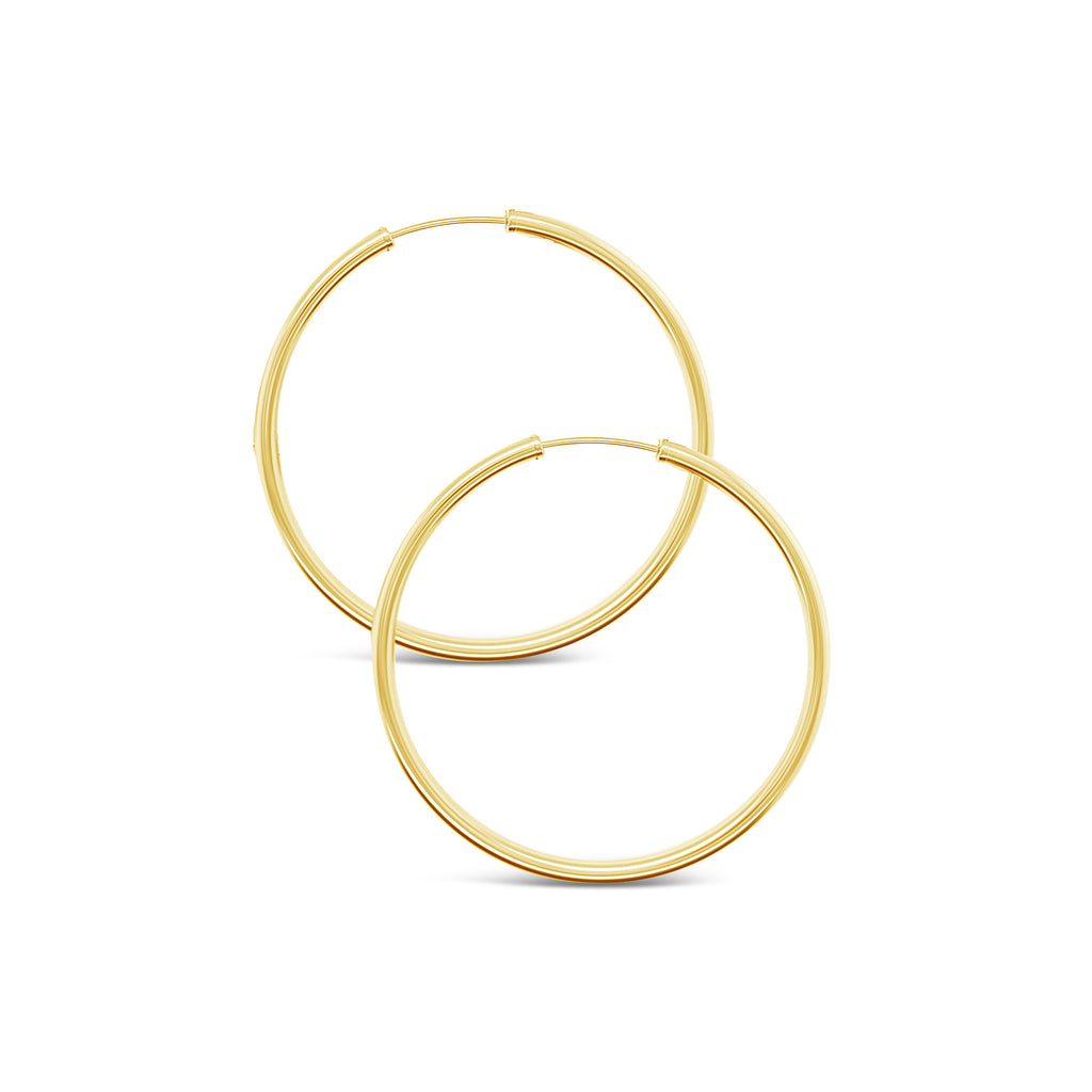 14k Yellow Gold 40x2mm Endless Hoop Earrings