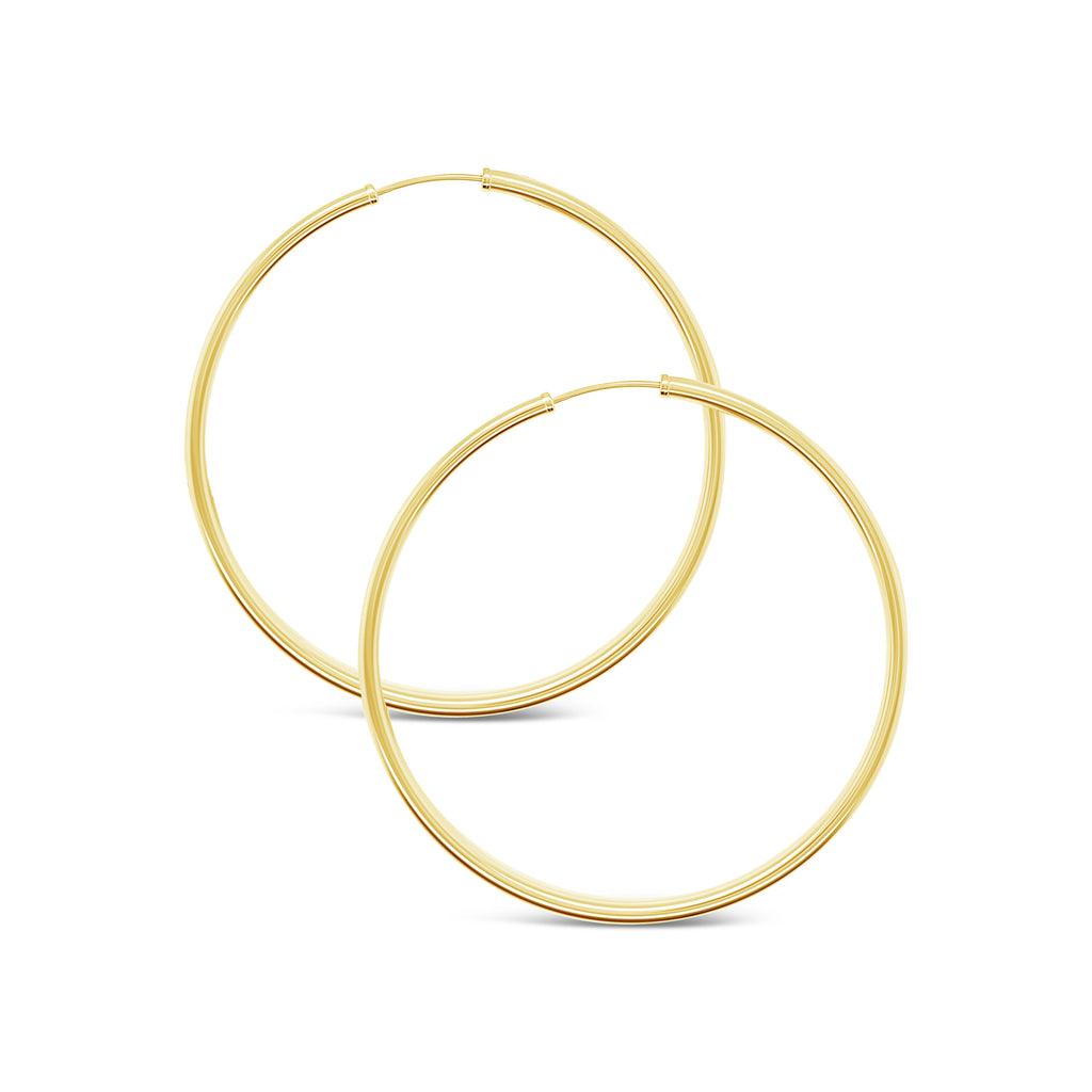 14k Yellow Gold 50x2mm Endless Hoop Earrings