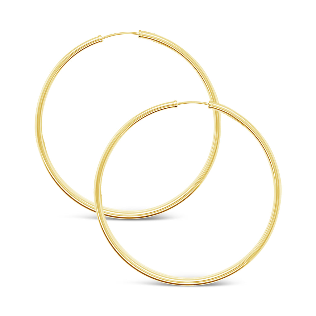 14k Yellow Gold 60x2mm Endless Hoop Earrings