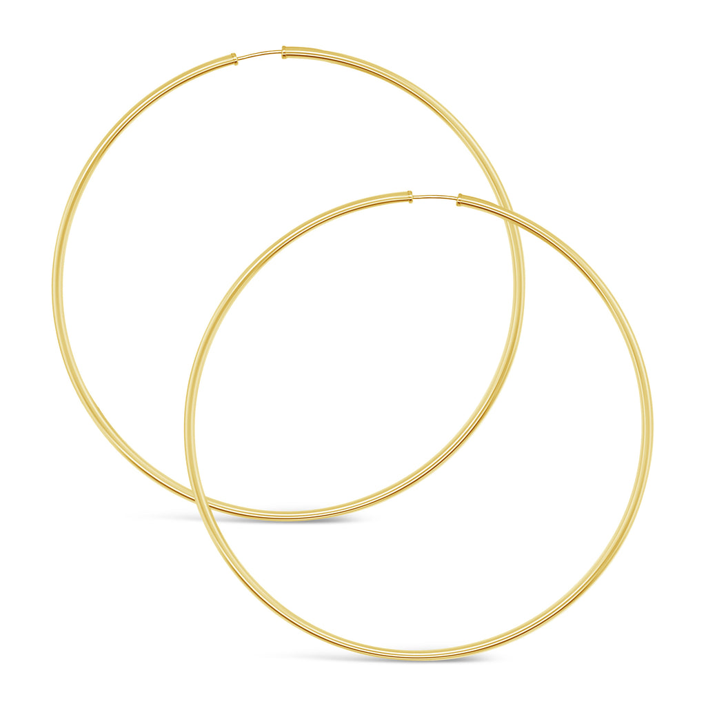 14k Yellow Gold 70x2mm Endless Hoop Earrings