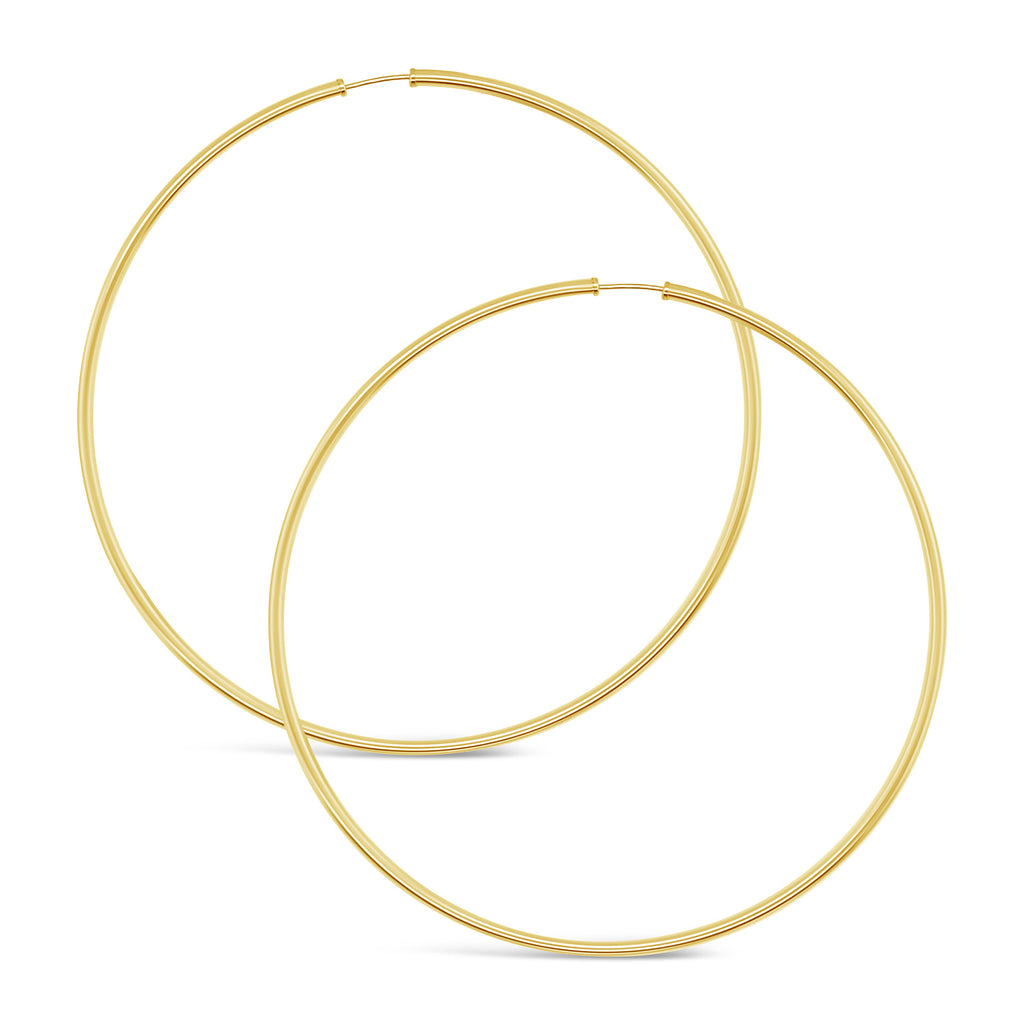 14k Yellow Gold 80x2mm Endless Hoop Earrings