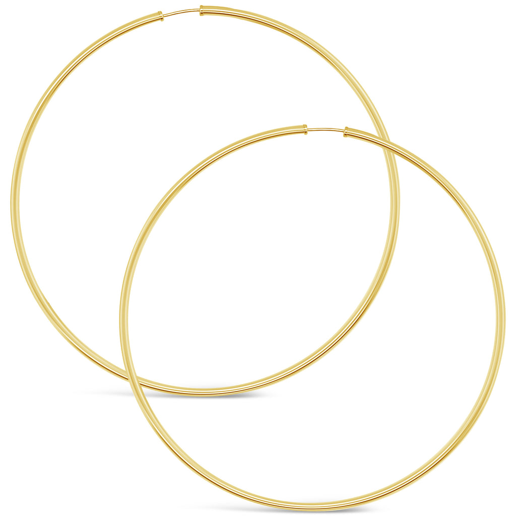 14k Yellow Gold 80x2mm Endless Hoop Earrings