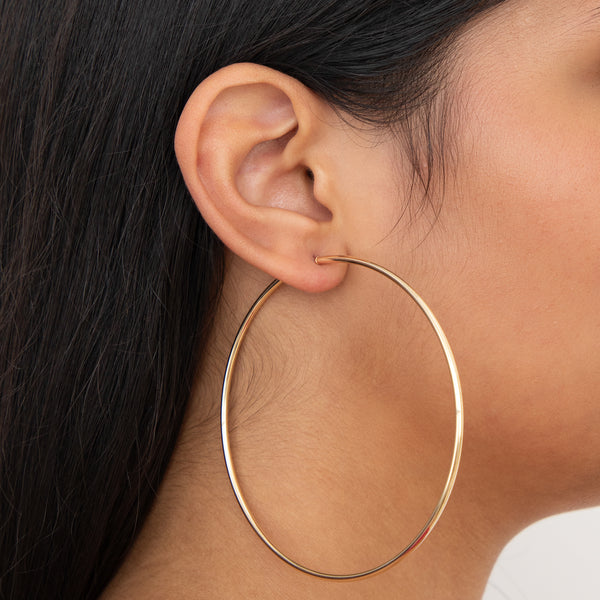 14k Yellow Gold 80x2mm Endless Hoop Earrings