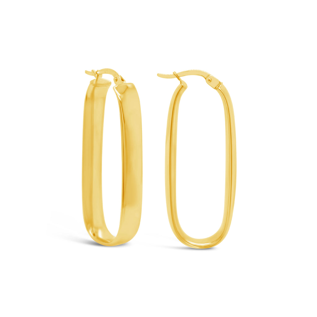 14k Yellow Gold 40x5mm Long Rectangular Hoop Earrings