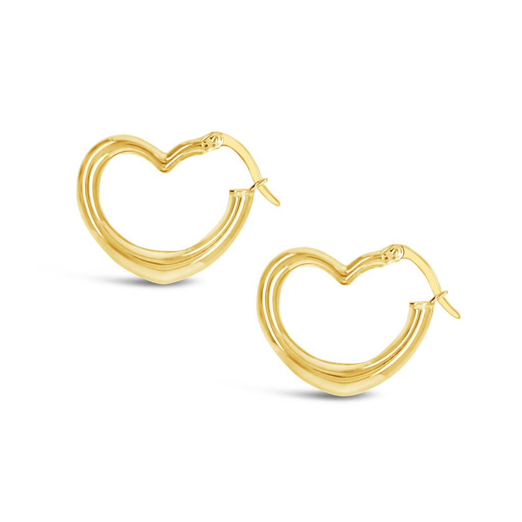 14k Yellow Gold Heart Shaped Hoop Earrings