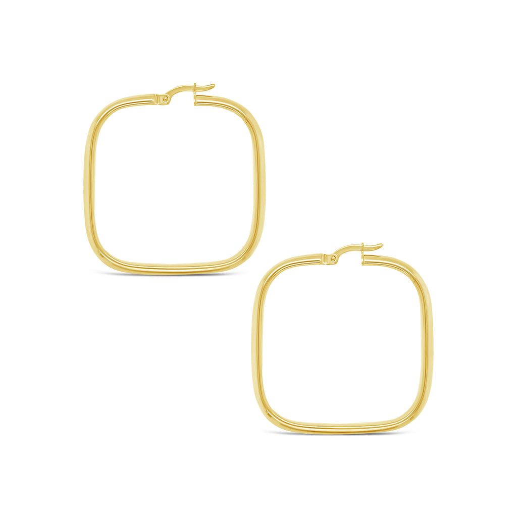 14k Yellow Gold 35x4mm Square Hoop Earrings