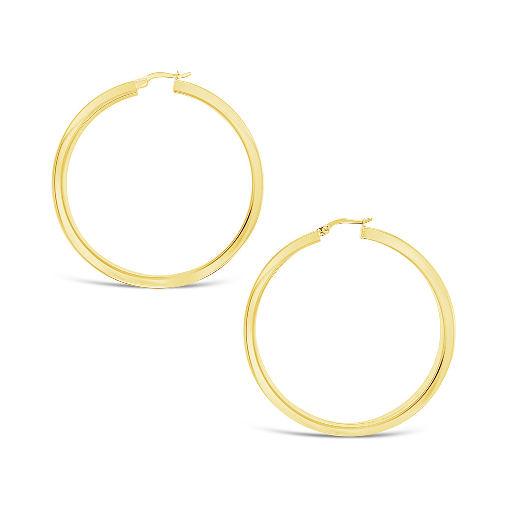 14k Yellow Gold 60x3mm Square Tube Hoop Earrings