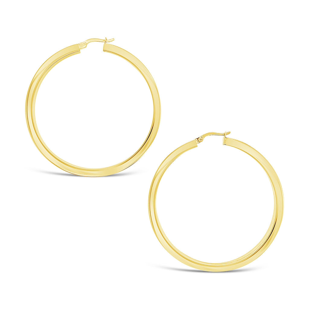 14k Yellow Gold 50x3mm Square Tube Hoop Earrings