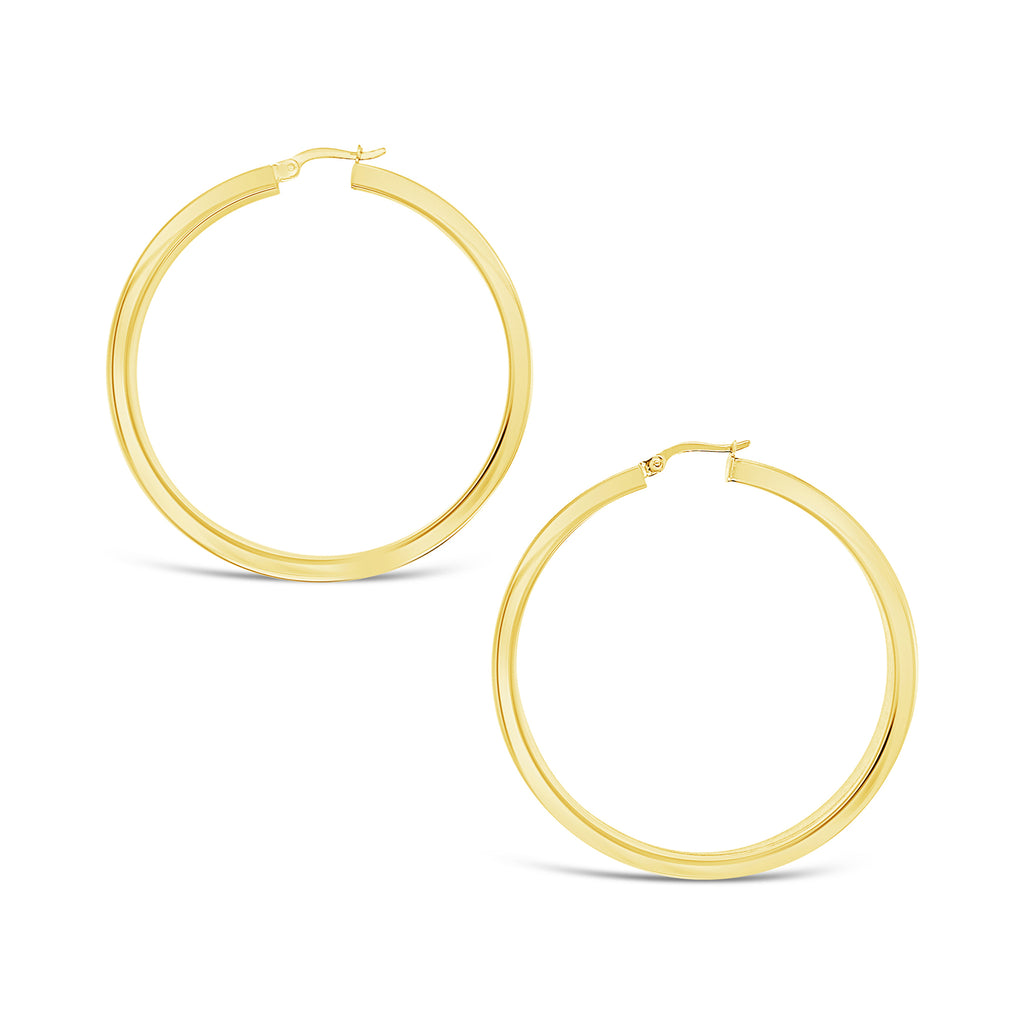 14k Yellow Gold 40x3mm Square Tube Hoop Earrings