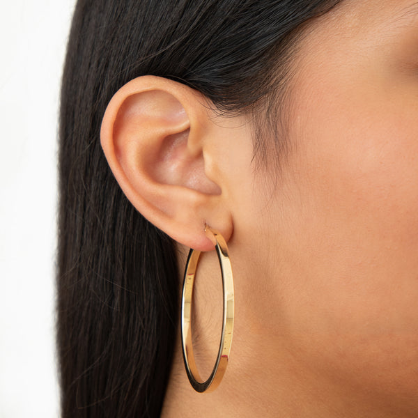 14k Yellow Gold 50x3mm Square Tube Hoop Earrings