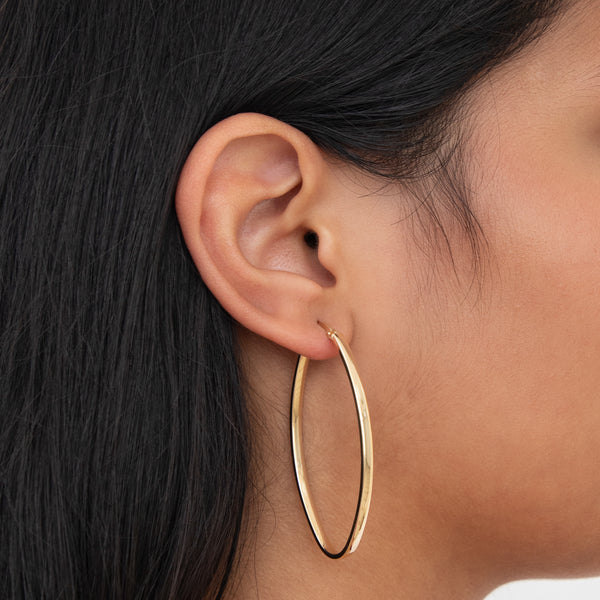 14k Yellow Gold 55mm Oval Hoop Earrings