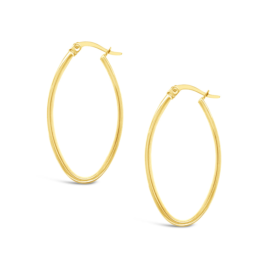 14k Yellow Gold 35mm Oval Hoop Earrings