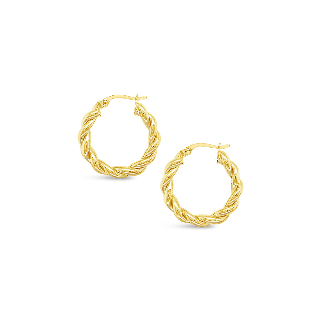 14k Yellow Gold 17x4mm Classic Twisted Hoop Earrings