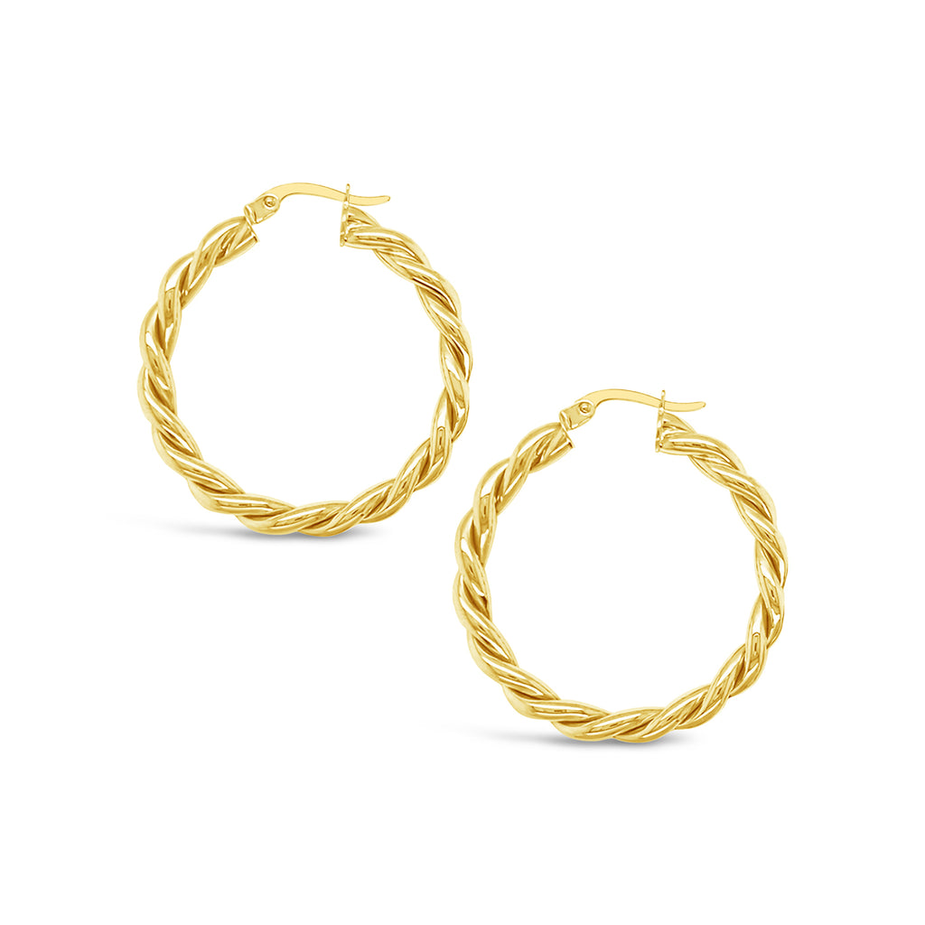 14k Yellow Gold 27x4mm Classic Twisted Hoop Earrings