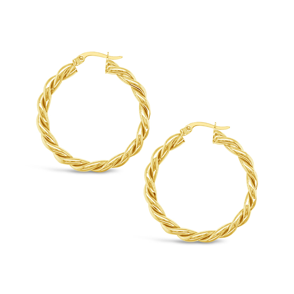 14k Yellow Gold 32x4mm Classic Twisted Hoop Earrings