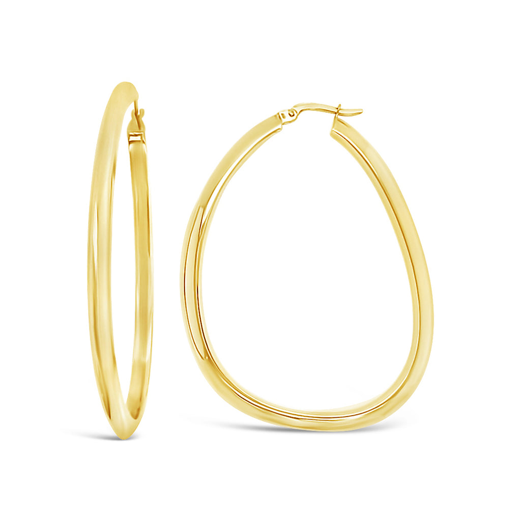 14K Yellow Gold Asymmetrical Hoop Earrings