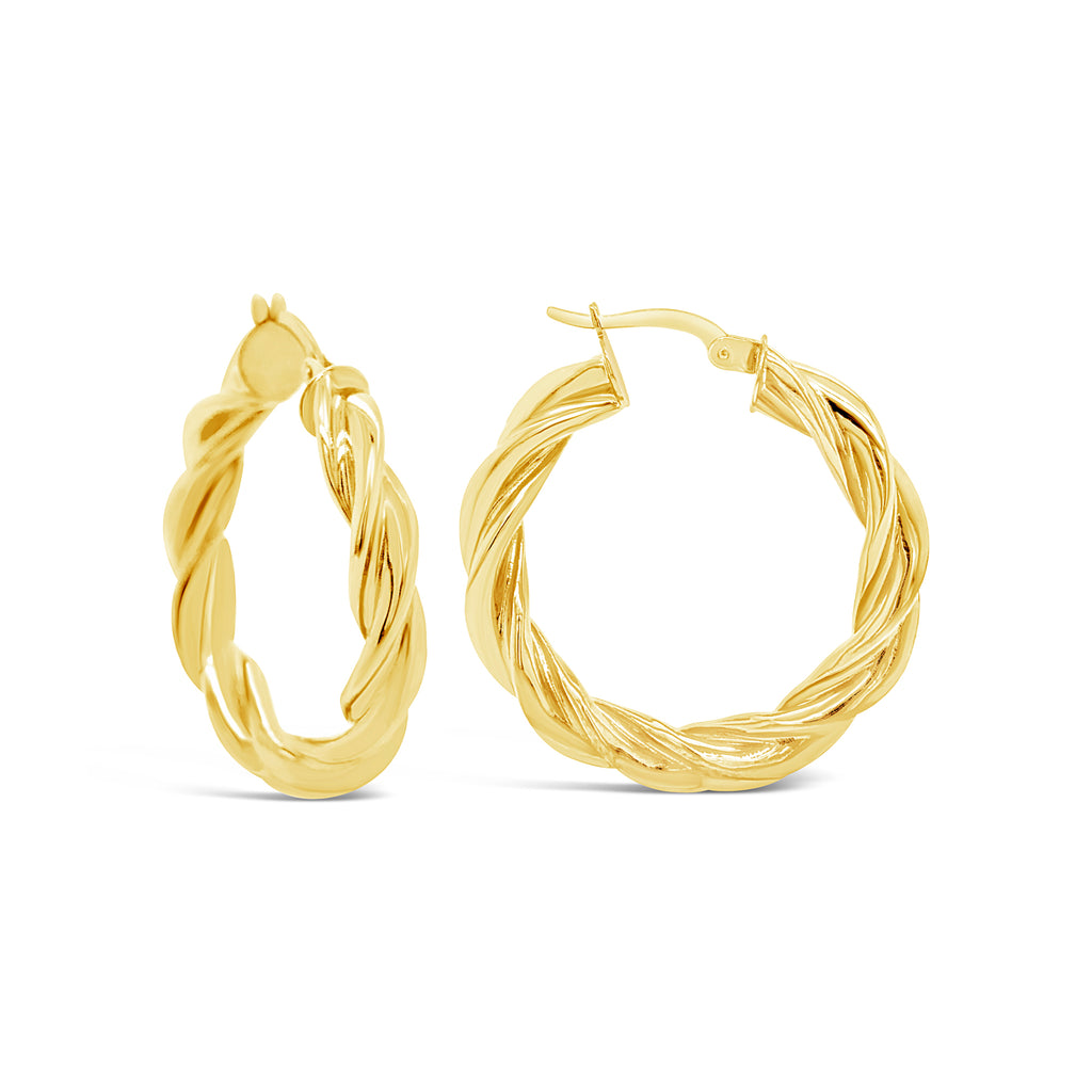 14k Yellow Gold Chunky Braided Twisted Hoop Earrings