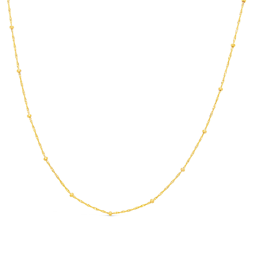 14K Yellow Gold Beaded Station Chain Necklace