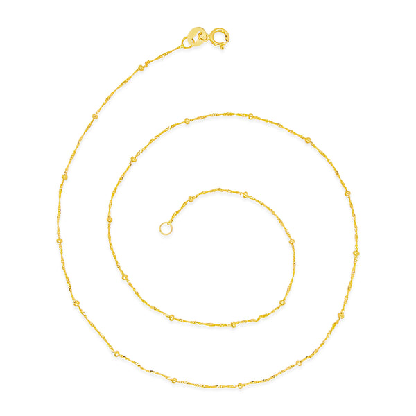 14K Yellow Gold Beaded Station Chain Necklace