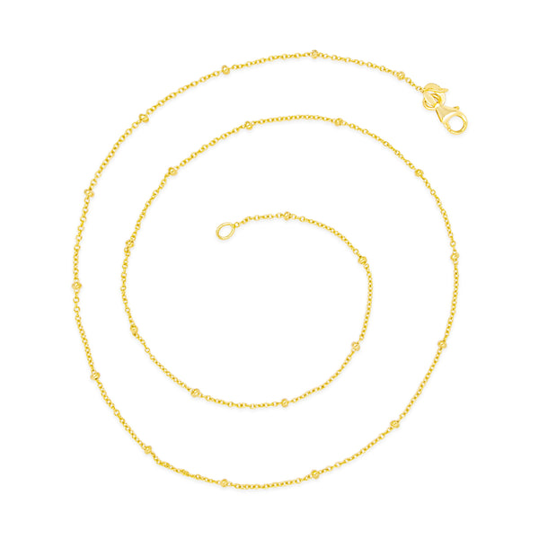 14k Yellow Gold Fine Bead Station Chain