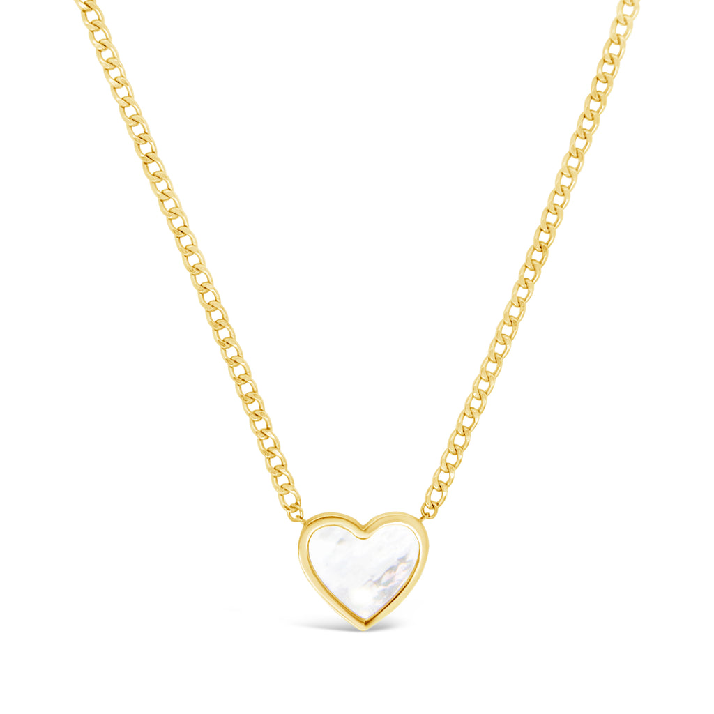 14k Yellow Gold Mother of Pearl Heart Necklace