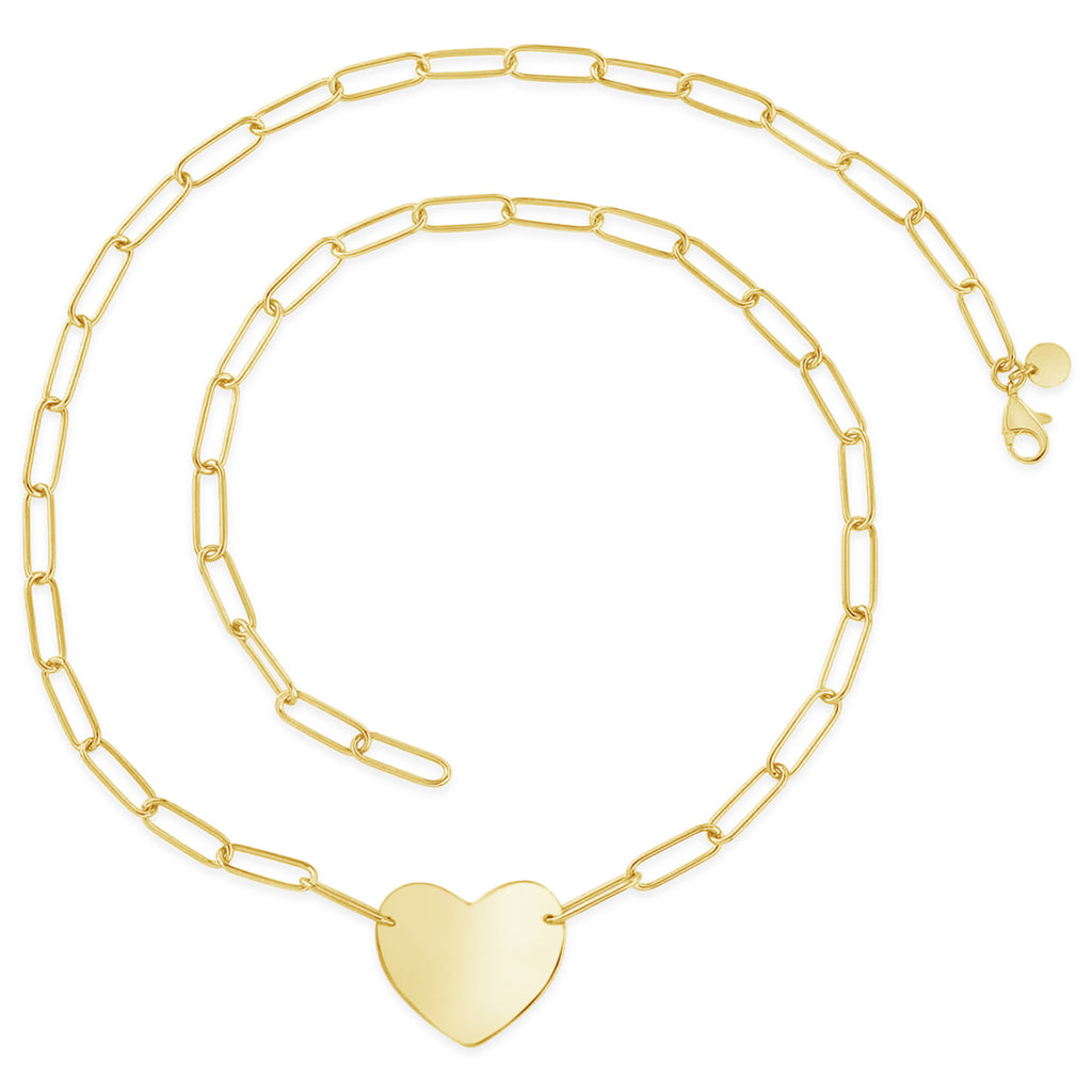 14k Yellow Gold Engravable Heart Necklace