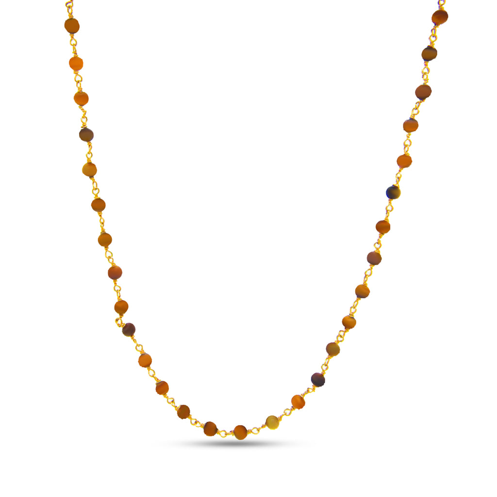 14k Yellow Gold Tiger Eye Bead Necklace