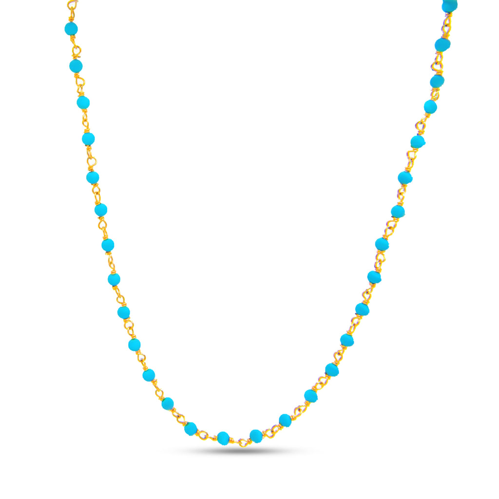 14k Yellow Gold Turquoise Bead Necklace