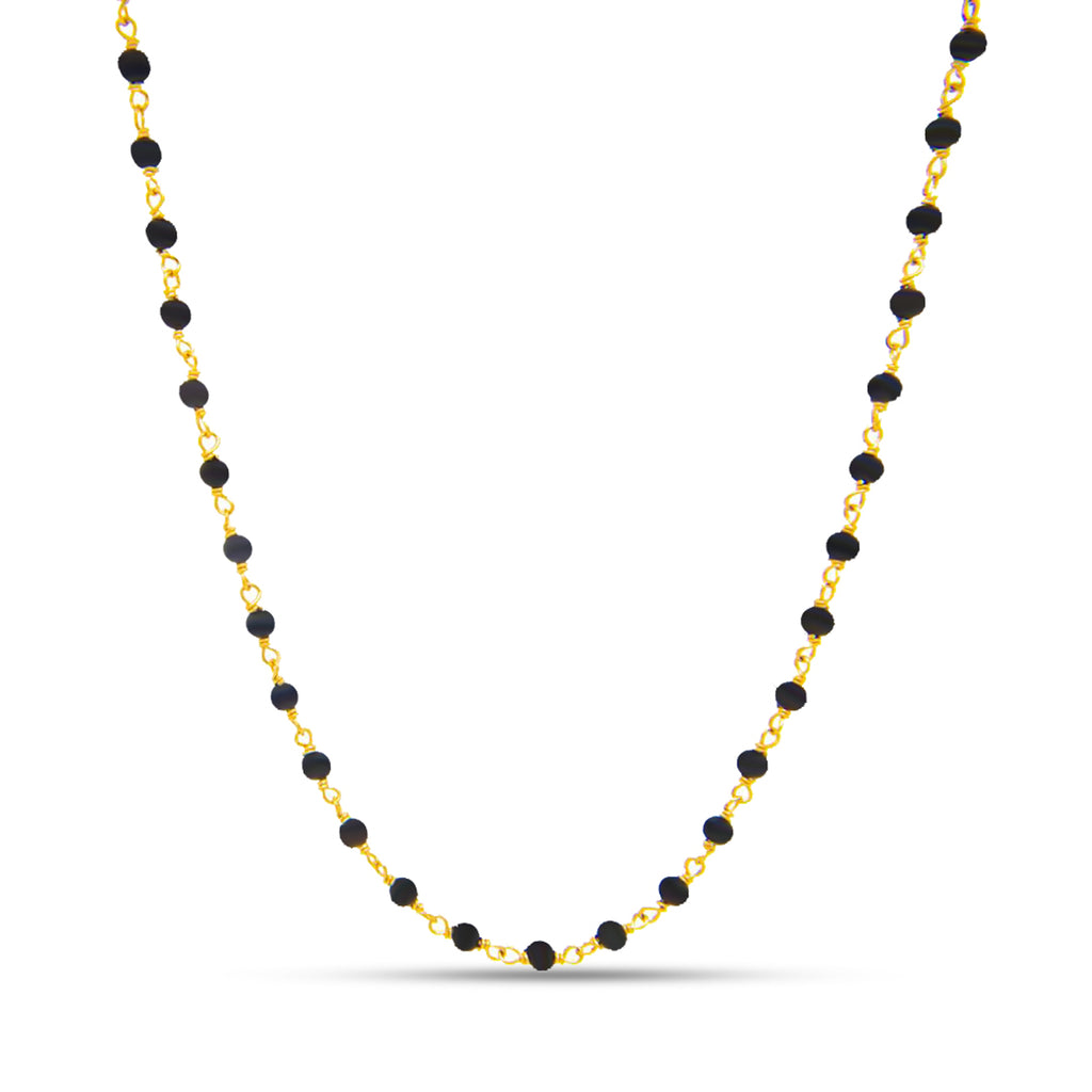 14k Yellow Gold Onyx Bead Necklace