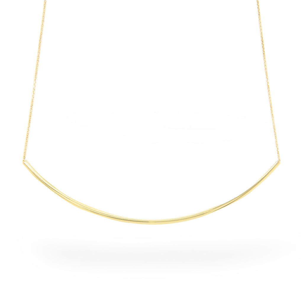 14k Yellow Gold Grand Curved Bar Necklace