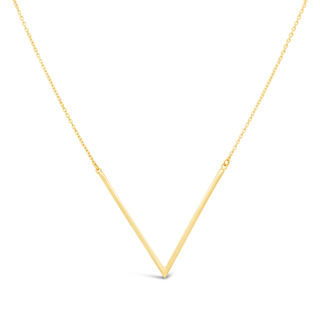 14k Yellow Gold V- Neck Necklace