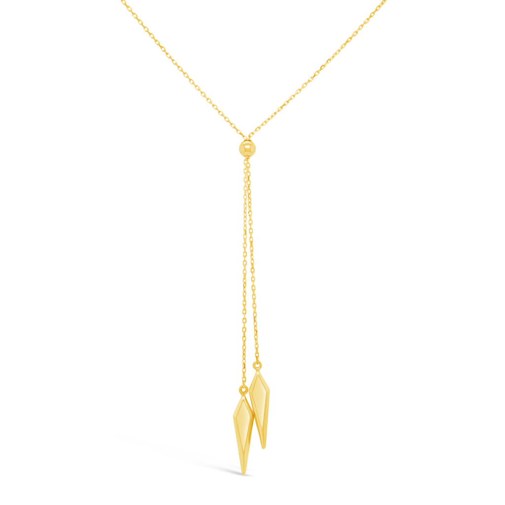 14k Yellow Gold Diamond Shaped Lariat Necklace