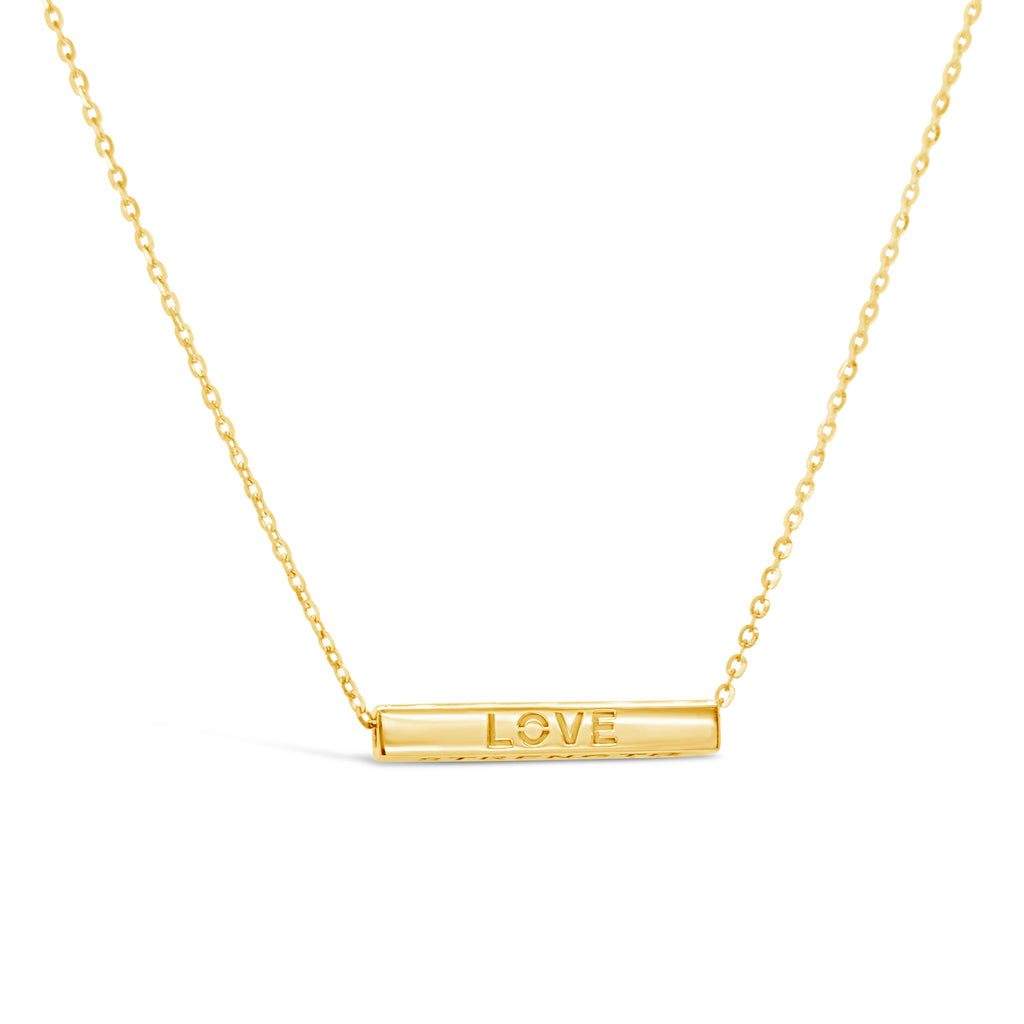 14k Yellow Gold Spinning Bar Phrases Necklace