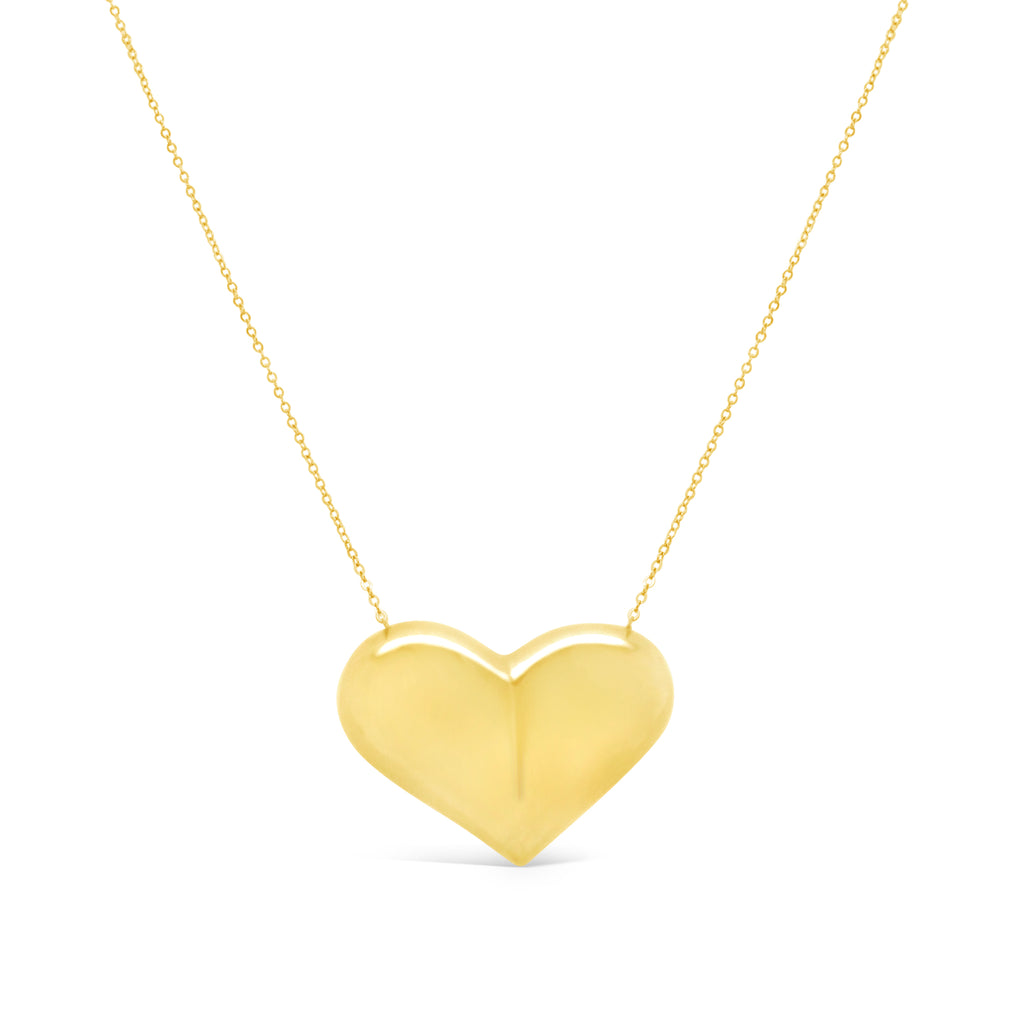 14k Yellow Gold Puffy Heart Necklace