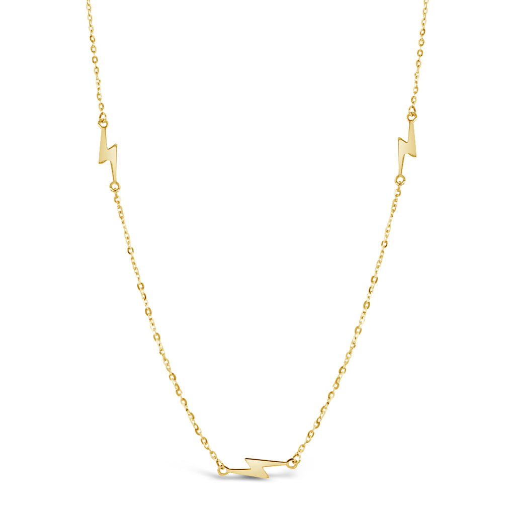 14k Yellow Gold Lighting Bolt Station Necklace