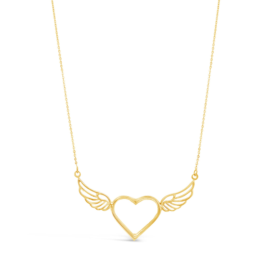 14K Yellow Gold Angel Heart Necklace