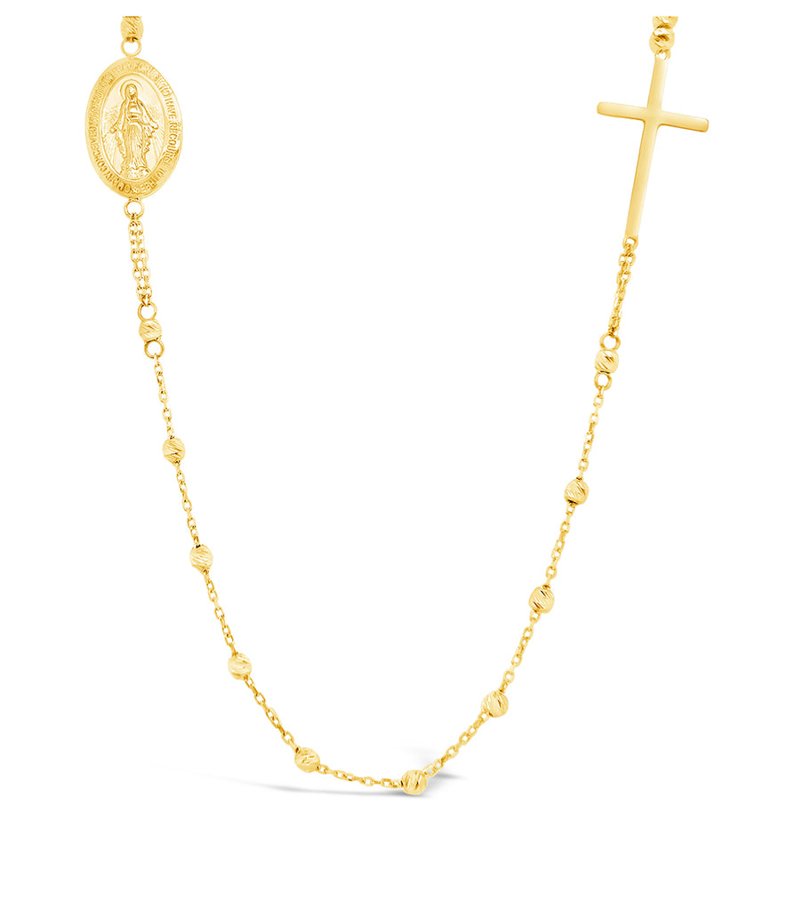 14k Yellow Gold Sideway Rosary Necklace