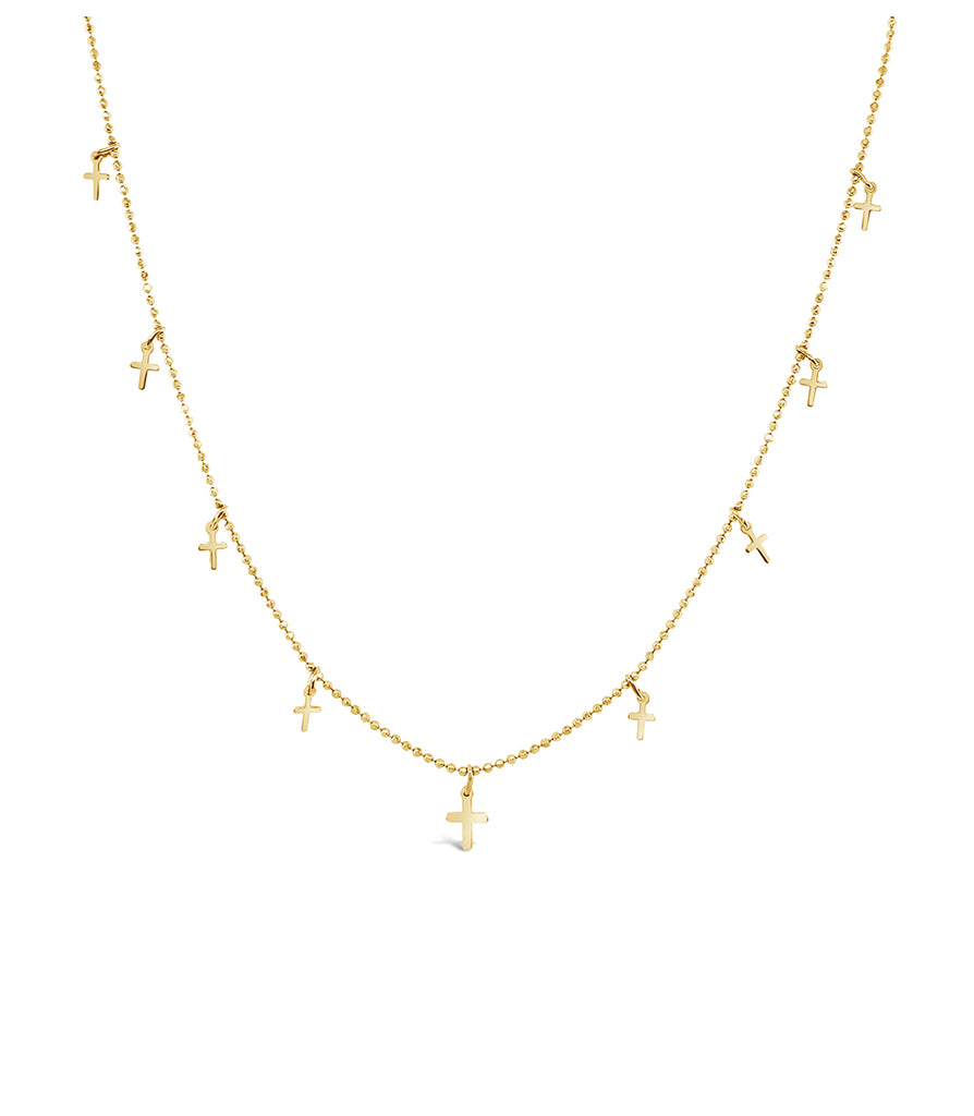 14k Yellow Gold Dangle Cross Necklace