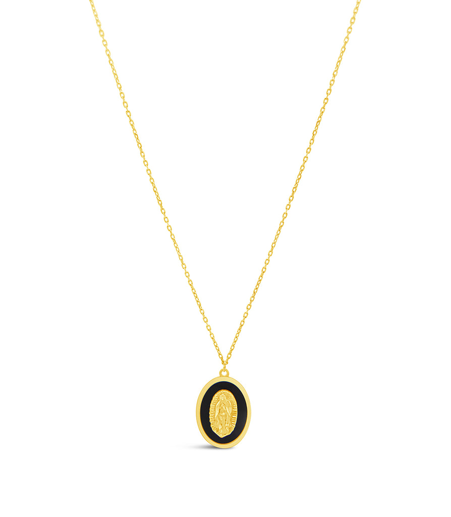 14k Yellow Gold "Virgencita" Virgin Mary Pendant Necklace