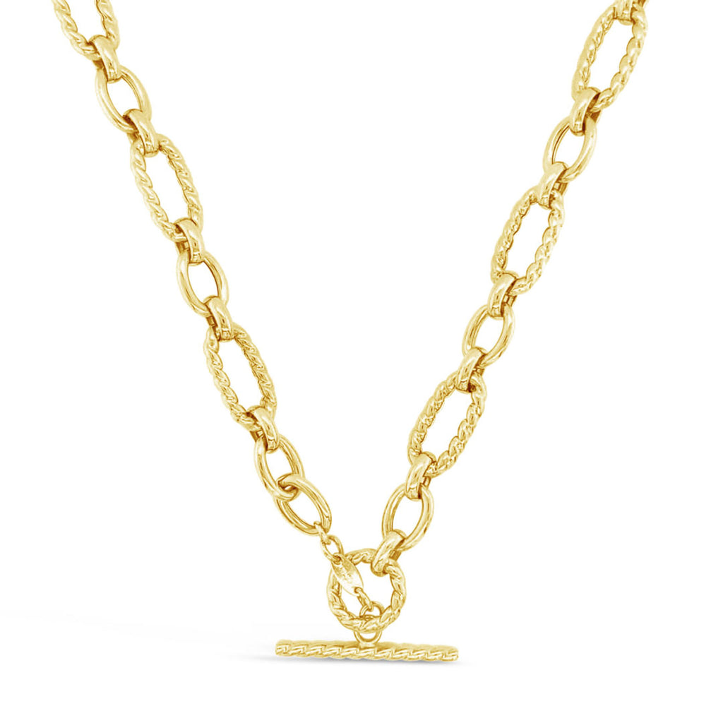 14k Yellow Gold Braided Oval Link Chain Toggle Necklace