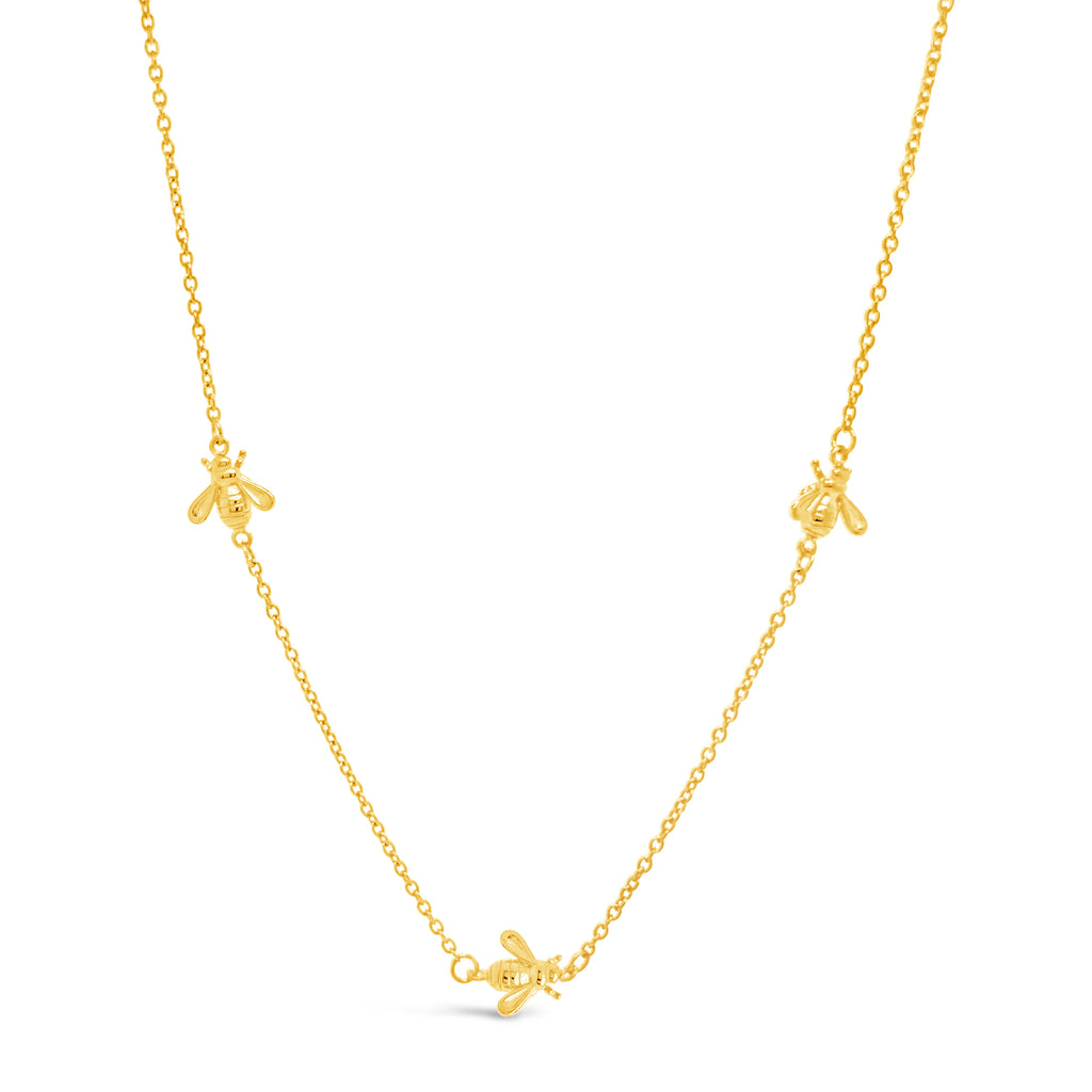 14K Yellow Gold Bee Station Necklace