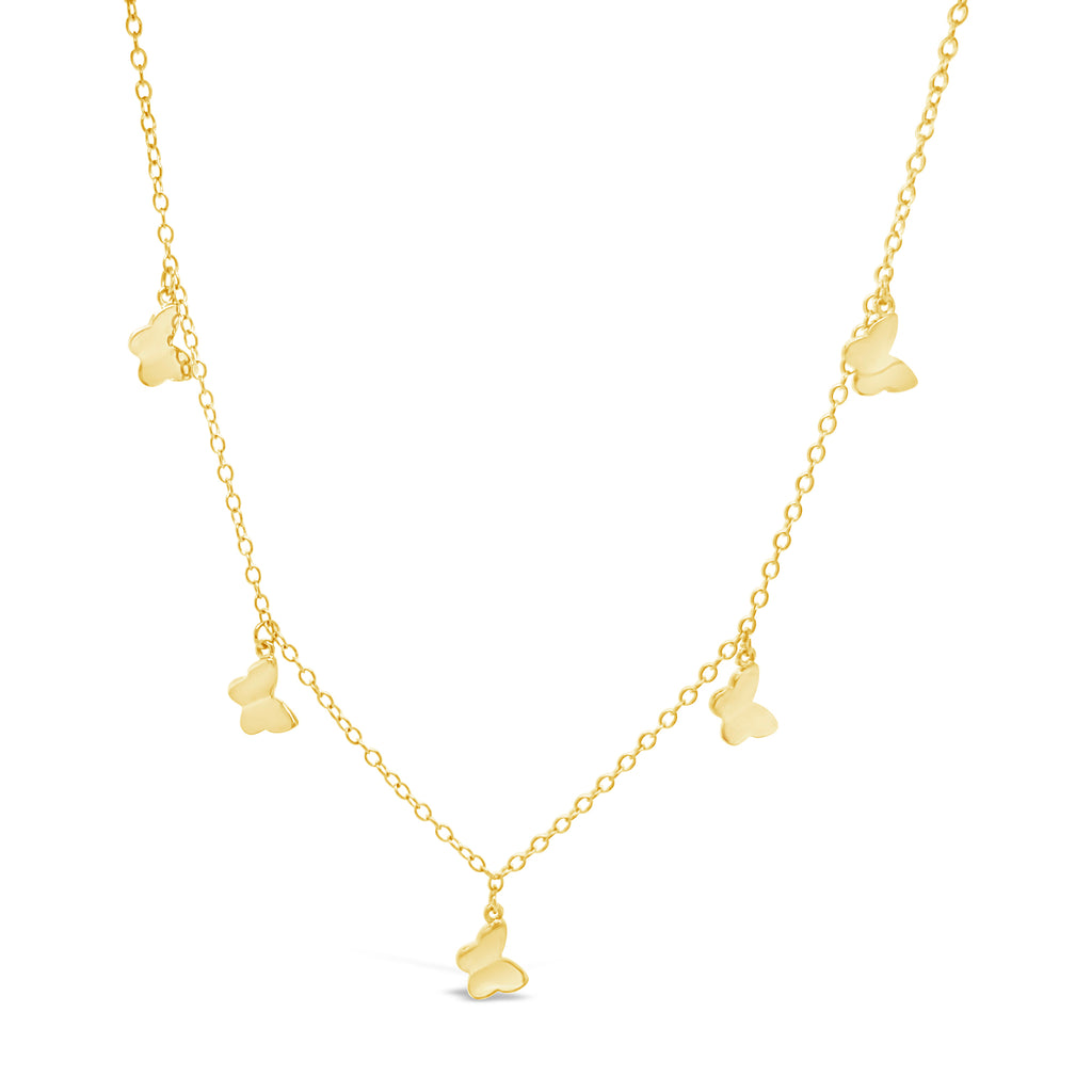 14k Yellow Gold Dangle Butterfly Necklace