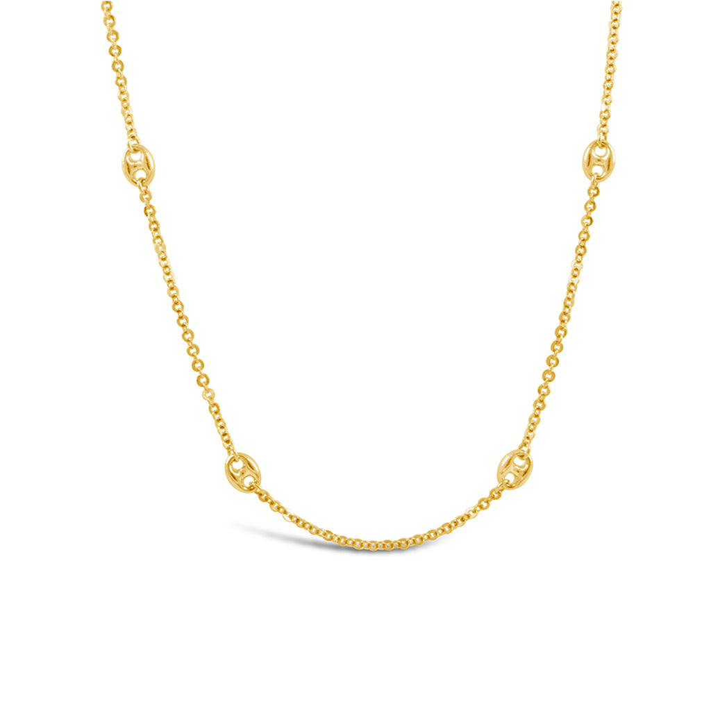 14k Yellow Gold Mariner Puff Station Necklace