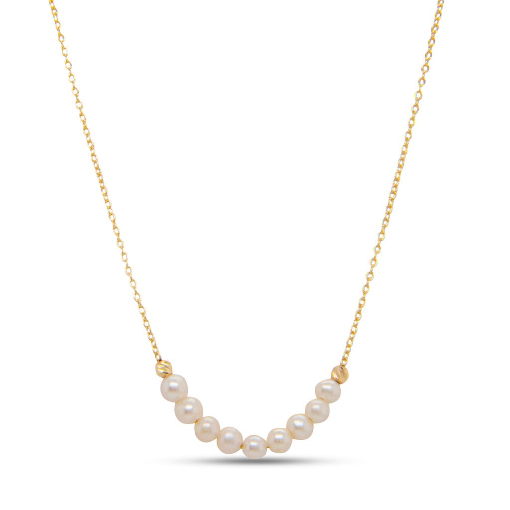 14k Yellow Gold Pearl Bar Necklace