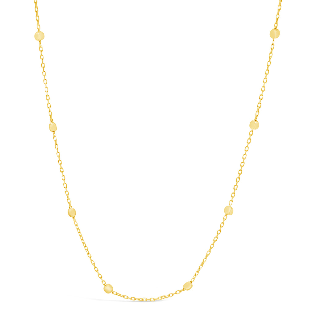 14K Yellow Gold Beaded Station Necklace