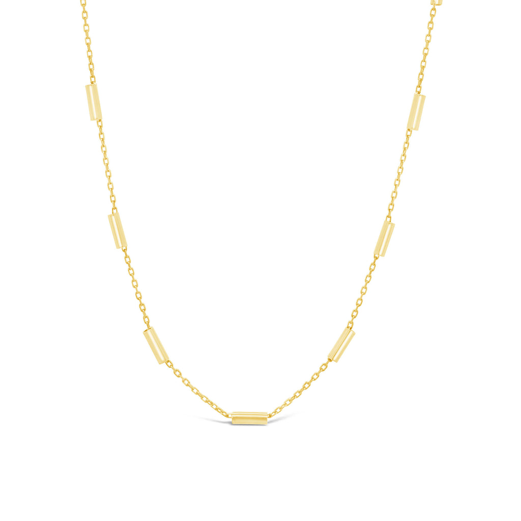 14K Yellow Gold Bar Station Necklace