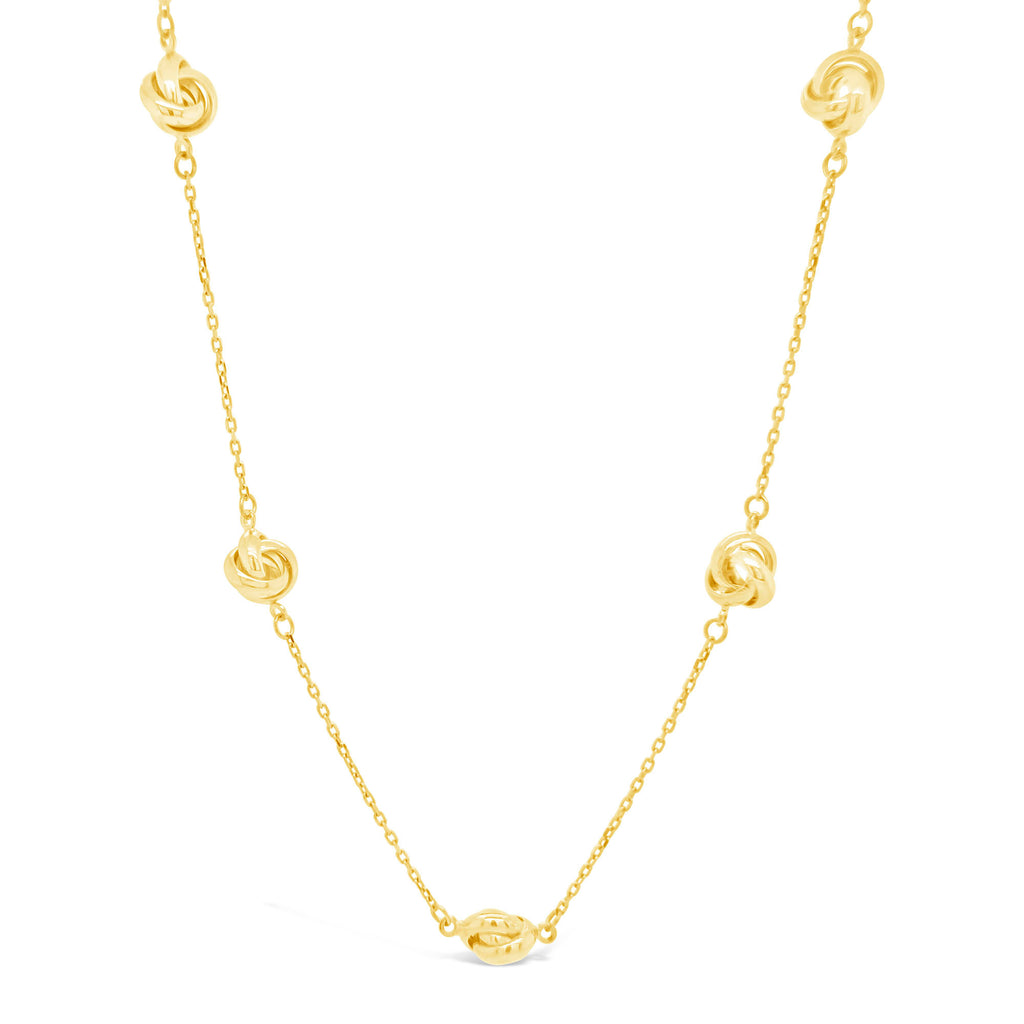 14k Yellow Gold Love Knot Station Necklace