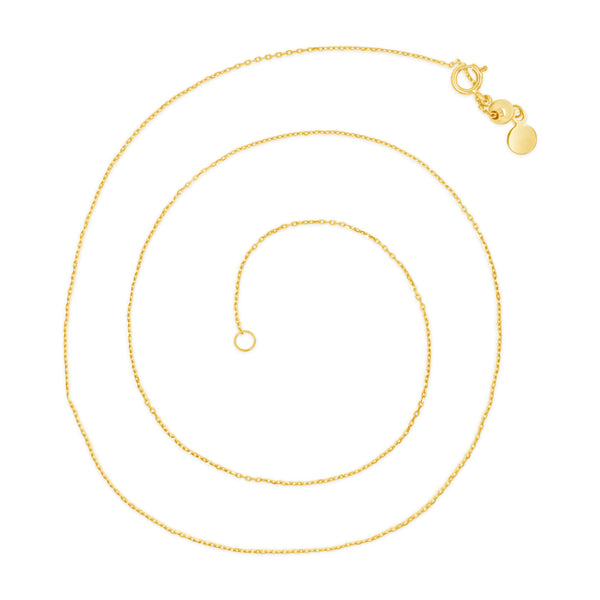 14K Yellow Gold Adjustable Cable Chain Necklace