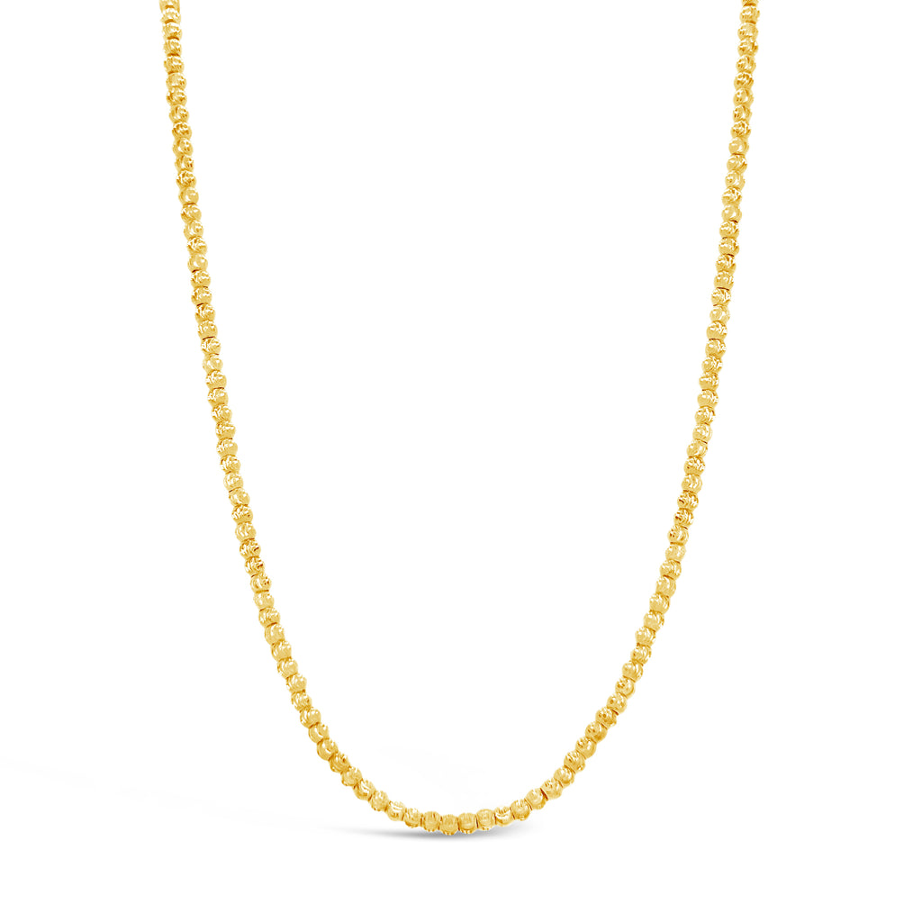 14k Yellow Gold Diamond Cut Beaded Choker Necklace