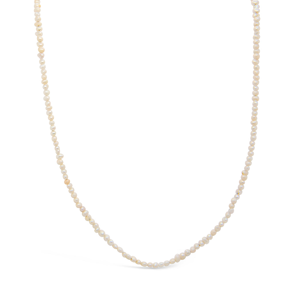 14k Yellow Gold Small Seed Pearl Necklace